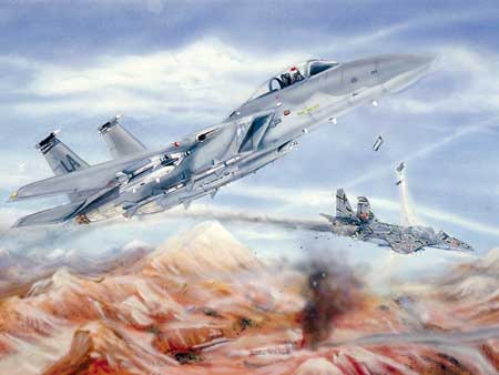 F-15 Eagle kills MiG 27 over Iraq, 1992